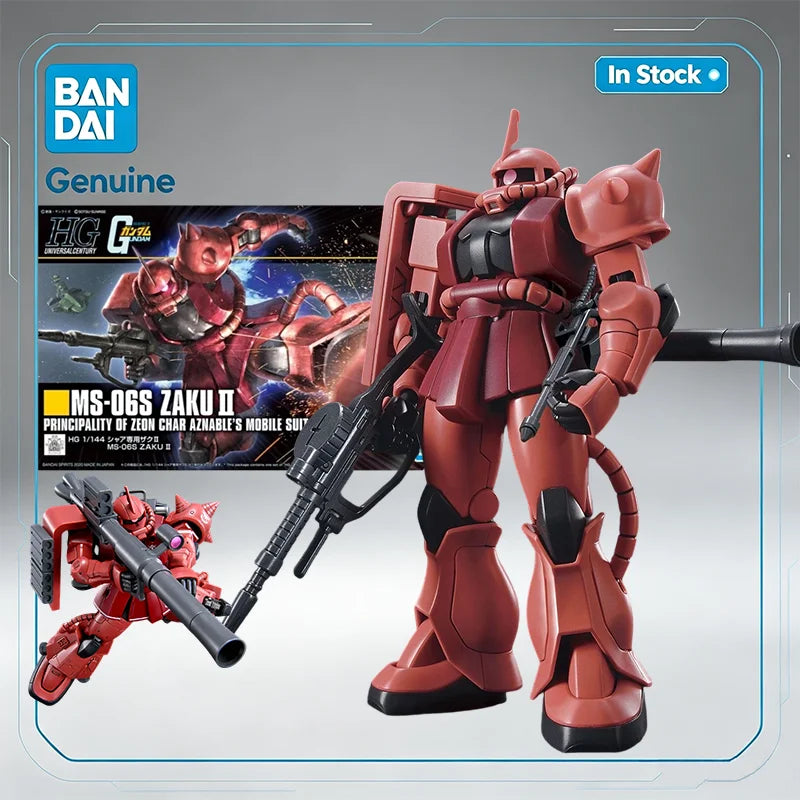 Genuine Bandai HGUC 1/144 MS-06S Char's Zaku II Gundam Model Kit Anime Action Figures Collection Assembly Model Toys In Stock