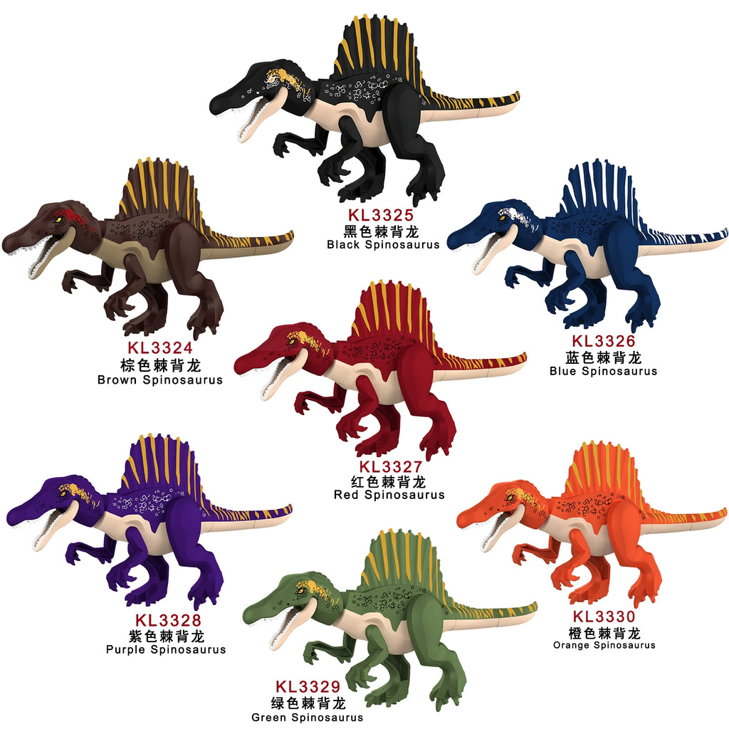 Oversized 32cm Spinosaurus Jurassic Dinosaurs Blocks Body Print Movable Mouth Claws Collection Ornament Puzzle Assembly Toy