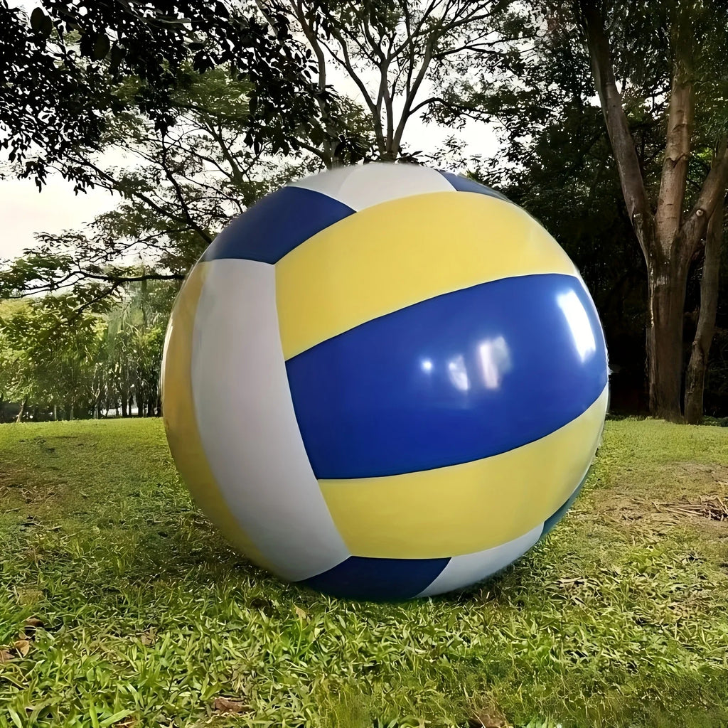 Giant Inflatable Volleyball Durable PVC Beach Ball with Blue Yellow Stripes for Family Gatherings Beach Parties Backyard Games